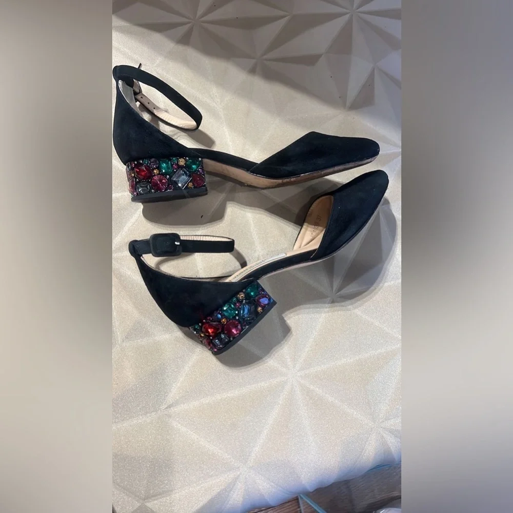 Jimmy Choo Black jeweled short heeled sandals